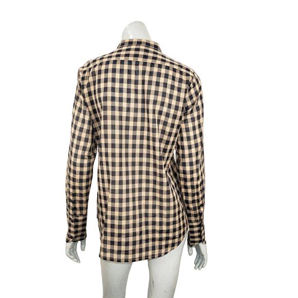 NILI LOTAN Women's Button front Shirt Beige Black Check Medium - Picture 4 of 8